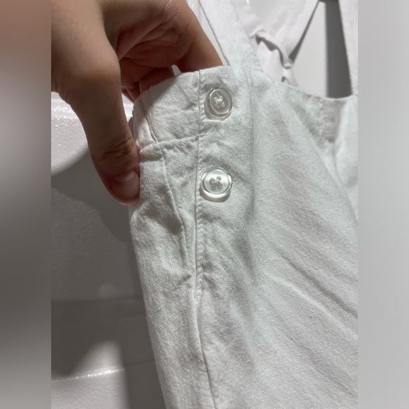 Edgehill Collection White Linen Shortall Overalls Size 18 Month Adjustable Strap - Picture 4 of 16